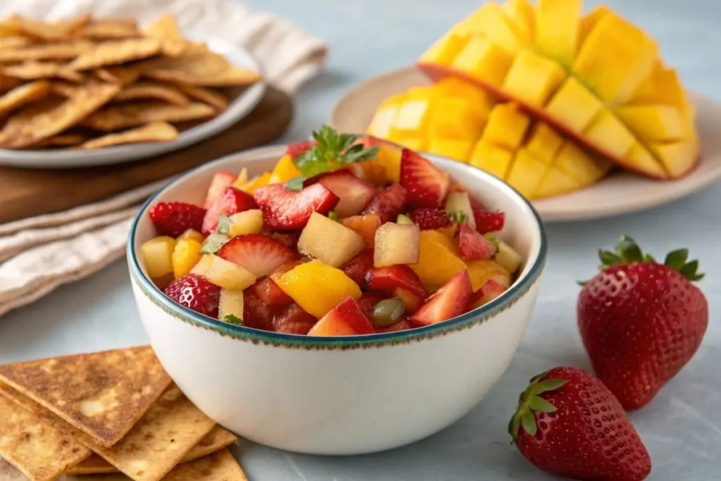 Fruit Salsa with Crispy Cinnamon Chips